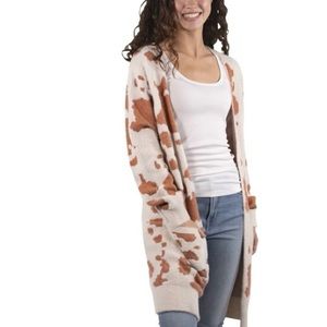 Simply Southern Fuzzy Cow Print Cardigan Size Medium